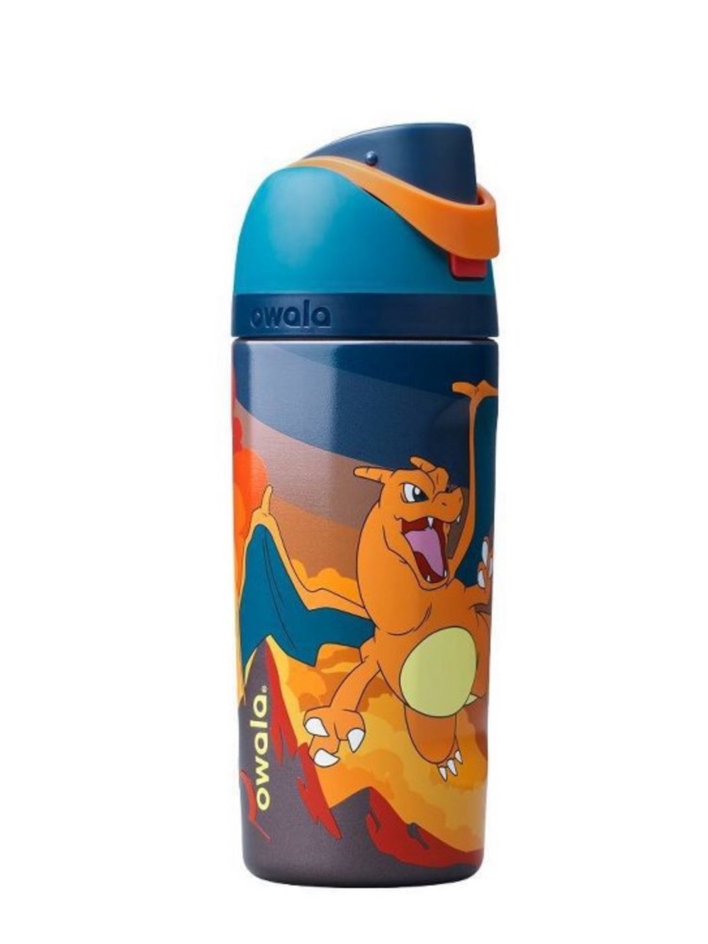 Kids Water Bottle - Blue & Orange Charizard Design